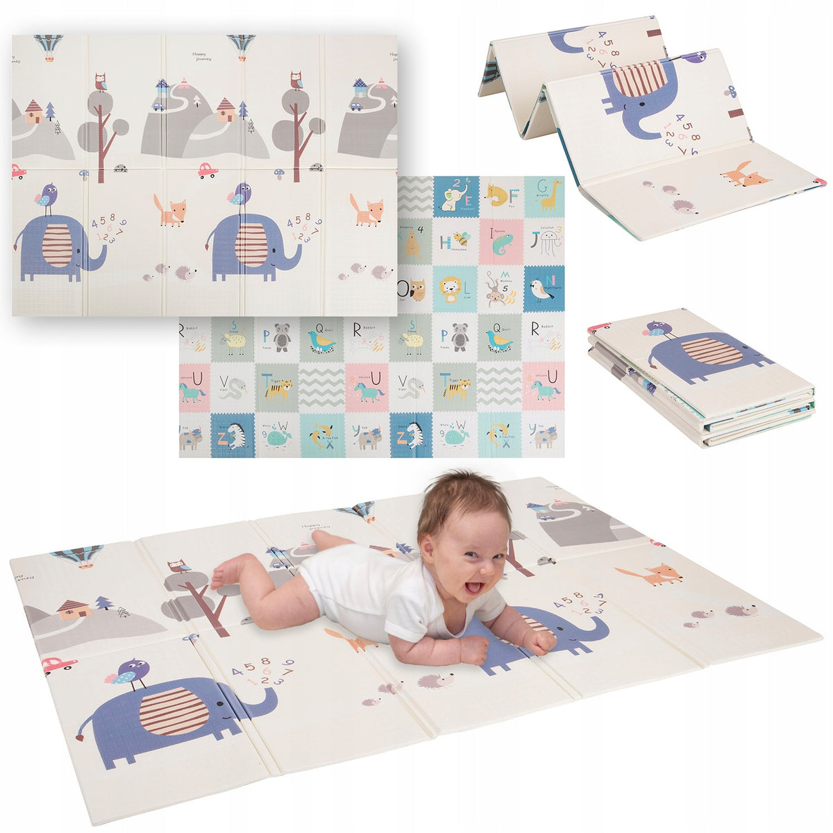 EDUCATIONAL MAT FOR CHILDREN folding double-sided 150x200 KiddyMoon FM-001