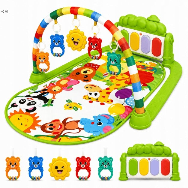 EDUCATIONAL MAT FOR INFANTS WITH PIANO INTERACTIVE RATTLE TEETHERS