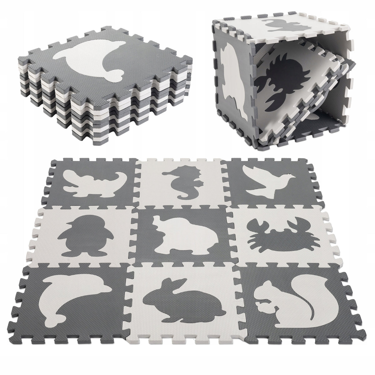 EDUCATIONAL MAT PUZZLE FOAM MAT FOR CHILDREN FOLDING 9 EL. ANIMALS Packaging status original