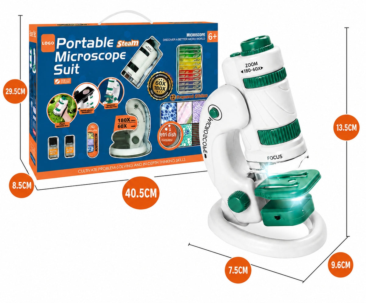 EDUCATIONAL MICROSCOPE FOR CHILDREN 2in1 MOBILE PORTABLE CREATIVE SET 6+ Packaging status original