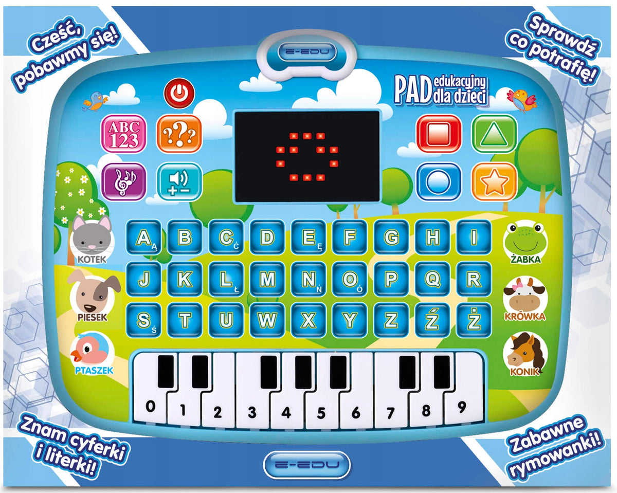 EDUCATIONAL PAD FOR CHILDREN INTERACTIVE TABLET in Polish LEARNING TO READ Color blue