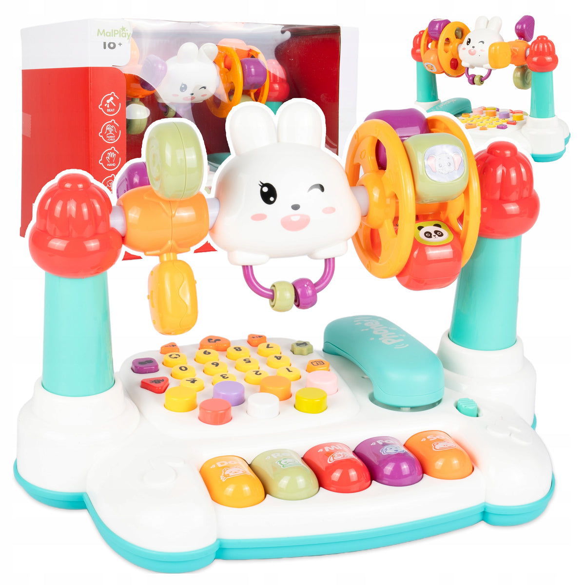 EDUCATIONAL PHONE WITH PIANO AND HANDSET RATTLE INTERACTIVE RABBIT