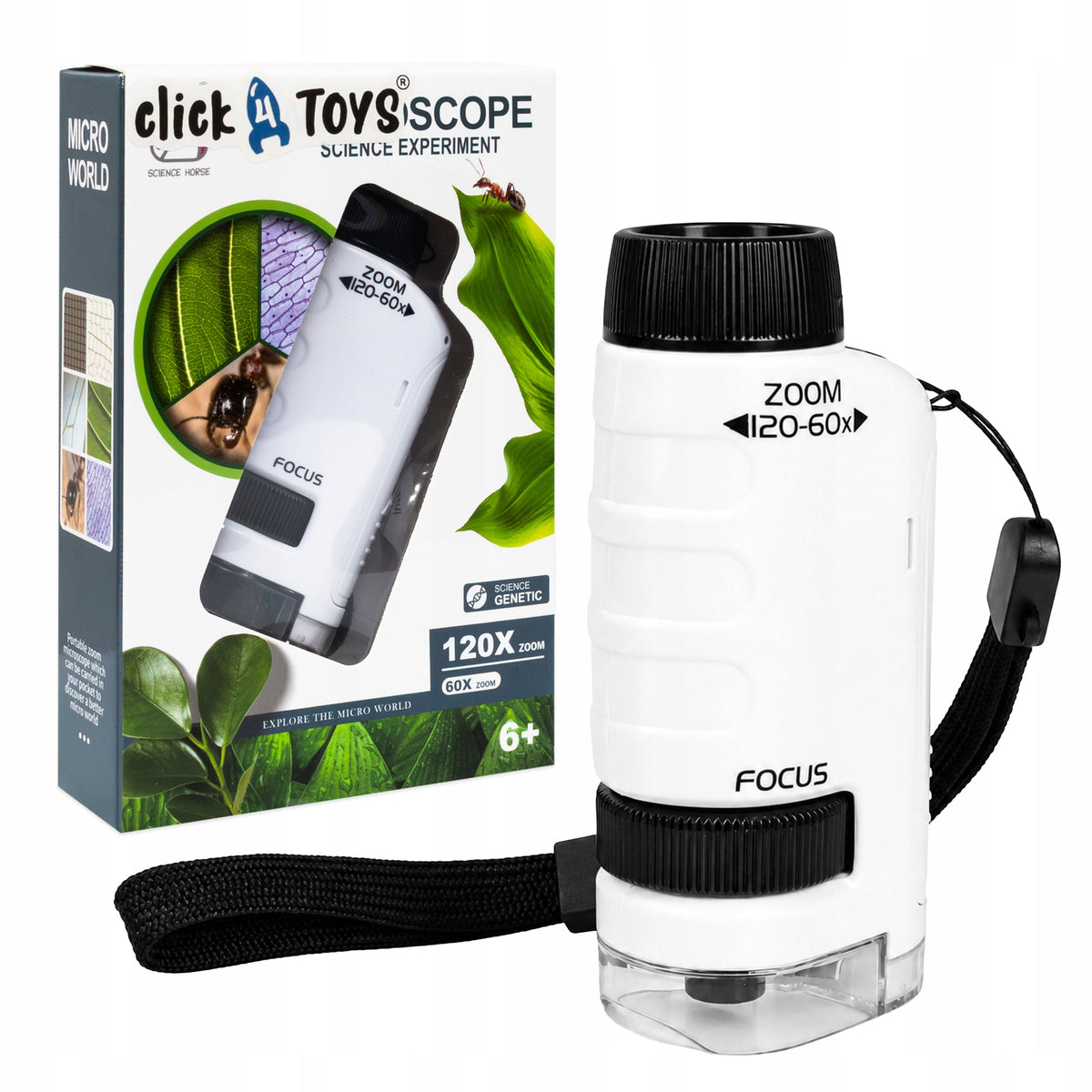 EDUCATIONAL POCKET MICROSCOPE FOR CHILDREN LABORATORY 120x 60x PORTABLE