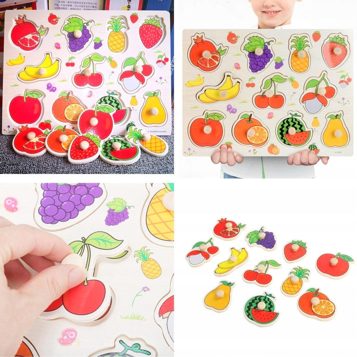 EDUCATIONAL PUZZLE WOODEN FRUIT Packaging status original