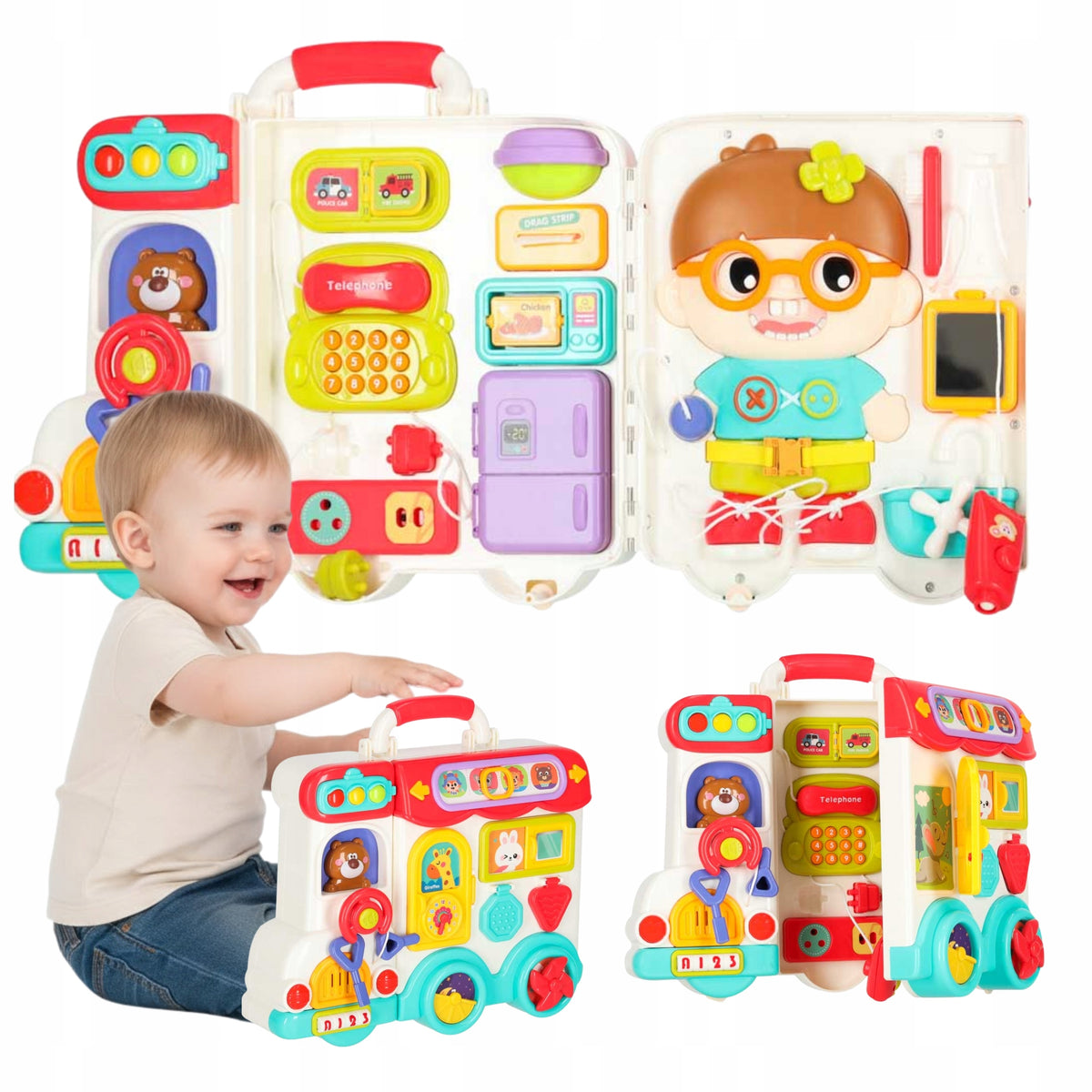 EDUCATIONAL SENSORY MANIPULATION BOARD FOR KIDS INTERACTIVE BUS