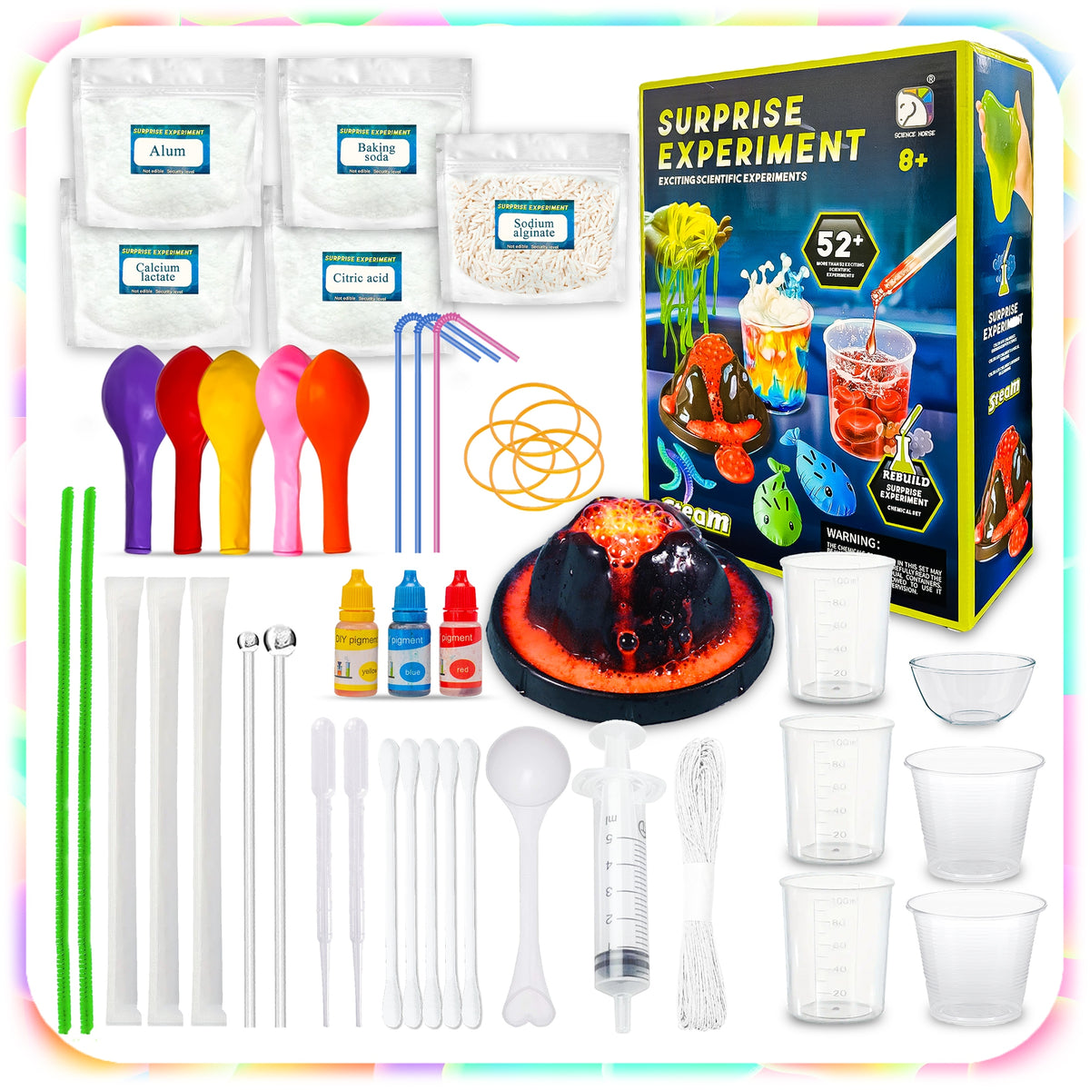 EDUCATIONAL SET SMALL CHEMIST EXPLOSIVE VOLCANO 52 SCIENTIFIC EXPERIMENTS Manufacturer code 007958