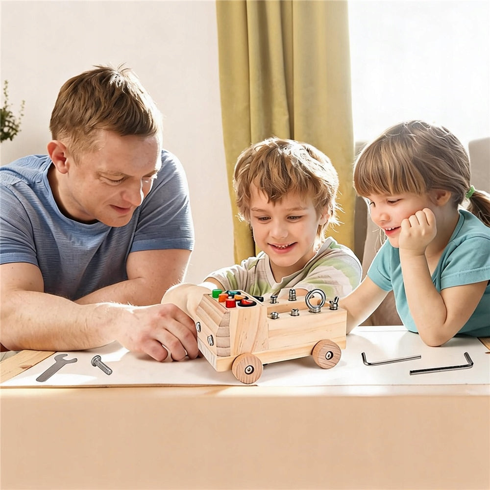 EDUCATIONAL SET WOODEN CAR MONTESSORI TOOLS LED KEYS Brand no brand
