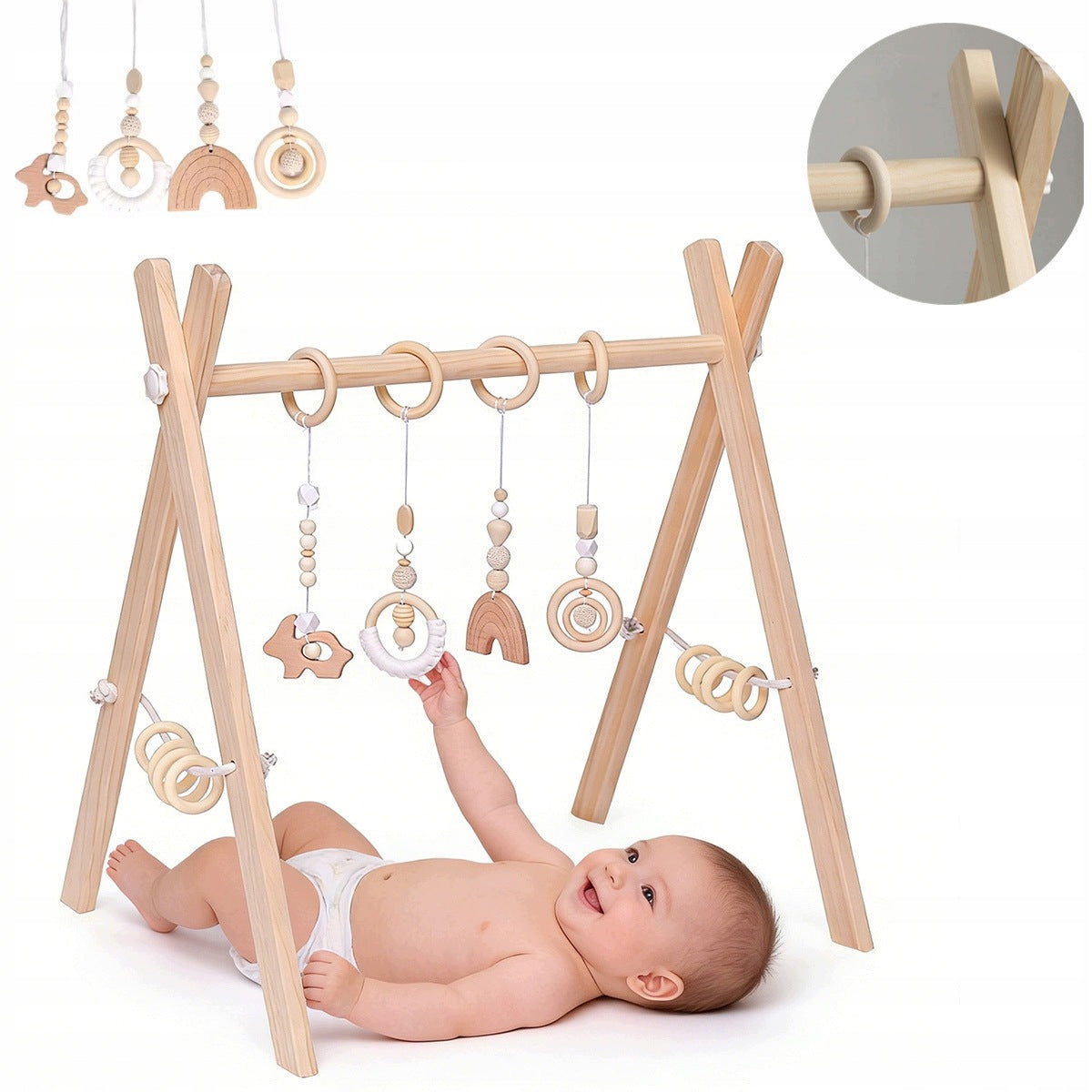 EDUCATIONAL STAND BABY GYM + 4 PENDANTS TOYS FOR BABY
