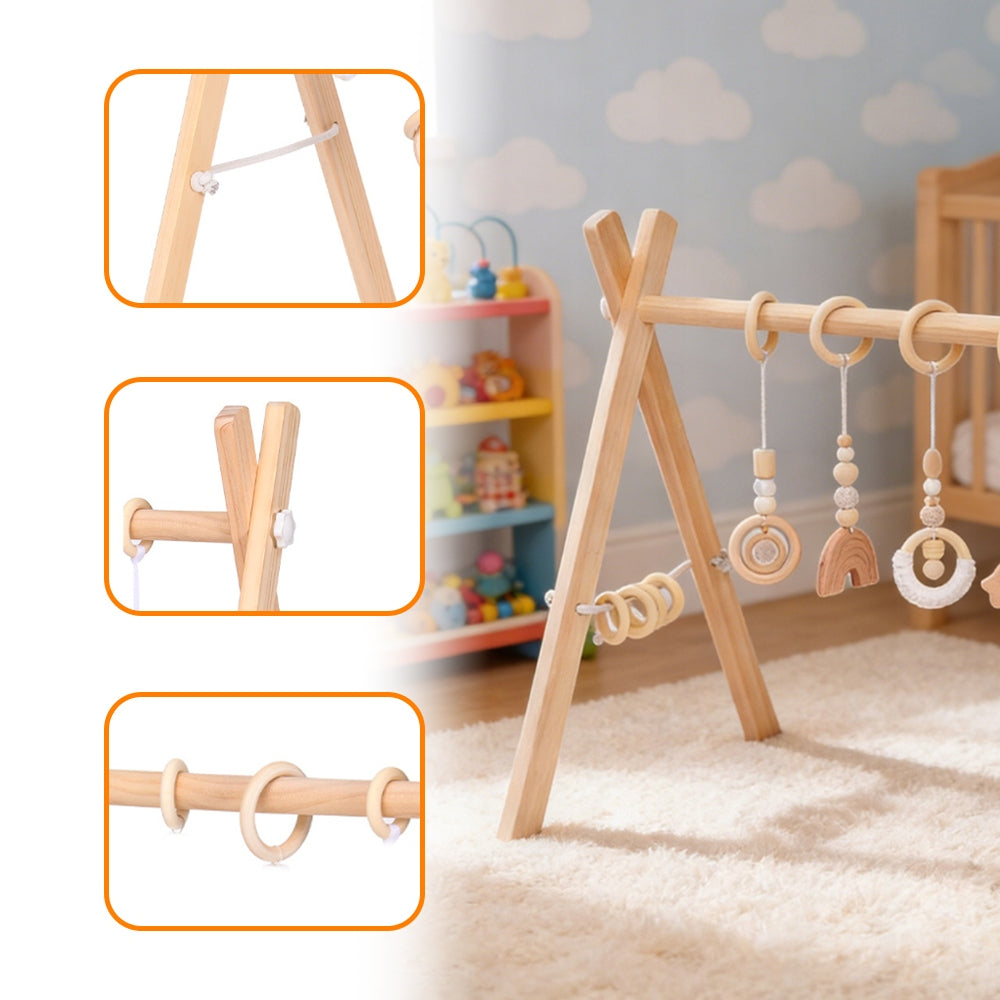 EDUCATIONAL STAND GYMNASTIC WOODEN BEECH BABY GYM FUN FOR CHILDREN