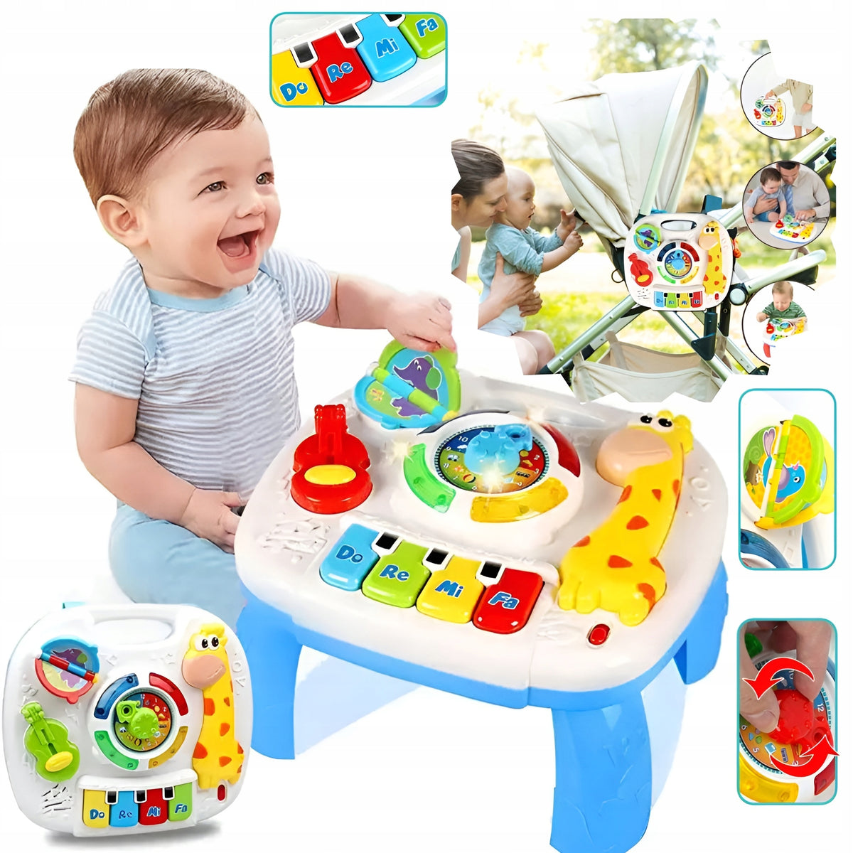 EDUCATIONAL TABLE INTERACTIVE MUSIC PANEL 2in1 PIANO FOR CHILDREN +18 m