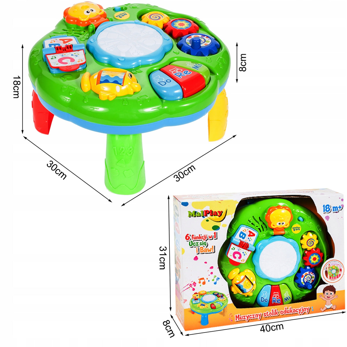 EDUCATIONAL TABLE INTERACTIVE MUSIC PANEL DRUM PIANO GEARS Packaging status original