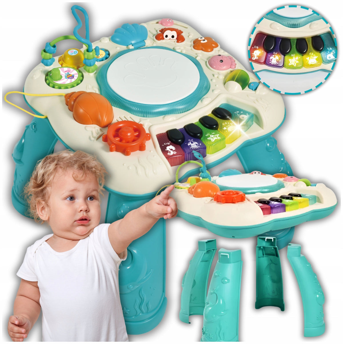 EDUCATIONAL TABLE INTERACTIVE MUSIC PANEL MULTIFUNCTION DRUM CHILDREN