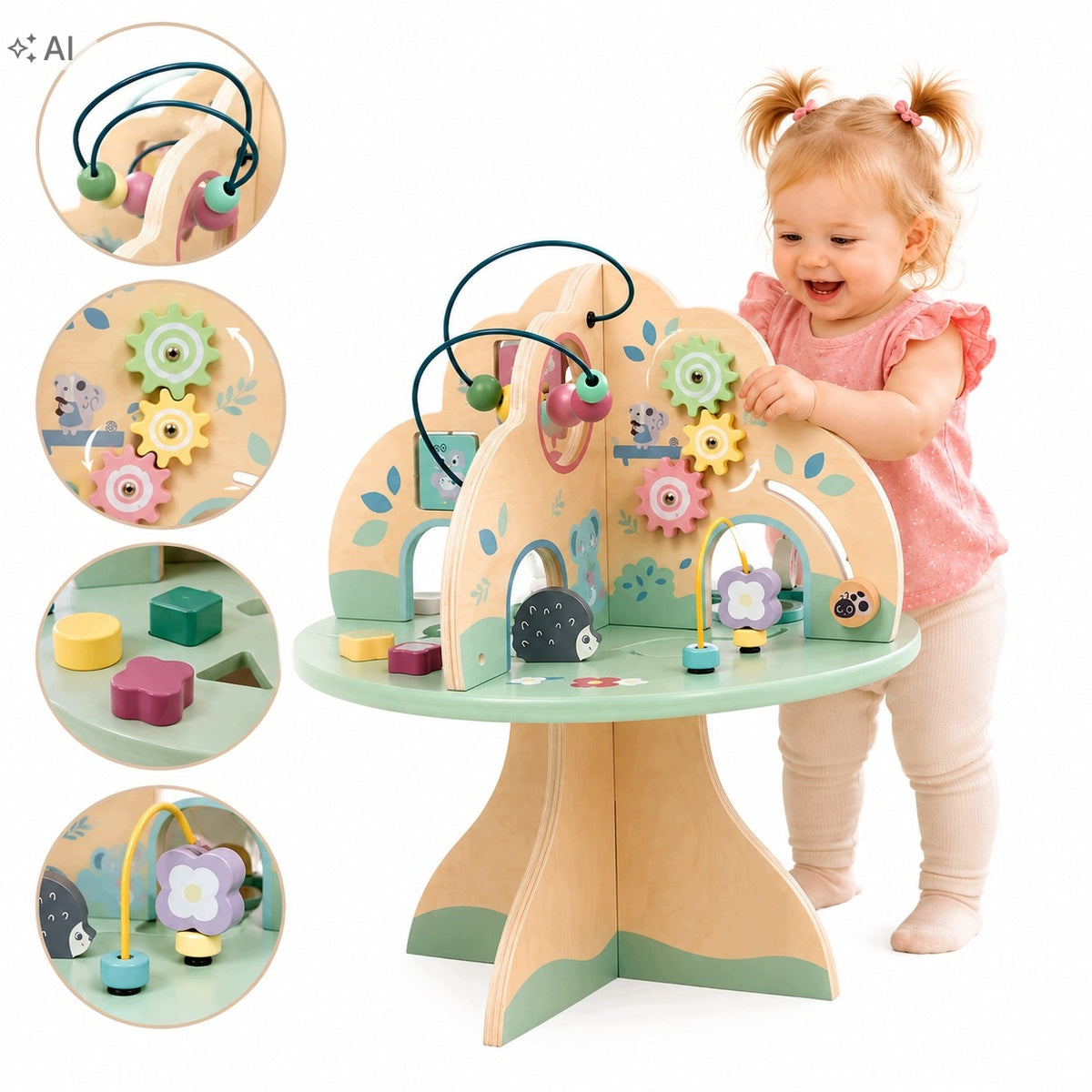 EDUCATIONAL TABLE WOODEN INTERACTIVE MULTIFUNCTIONAL FOR CHILDREN