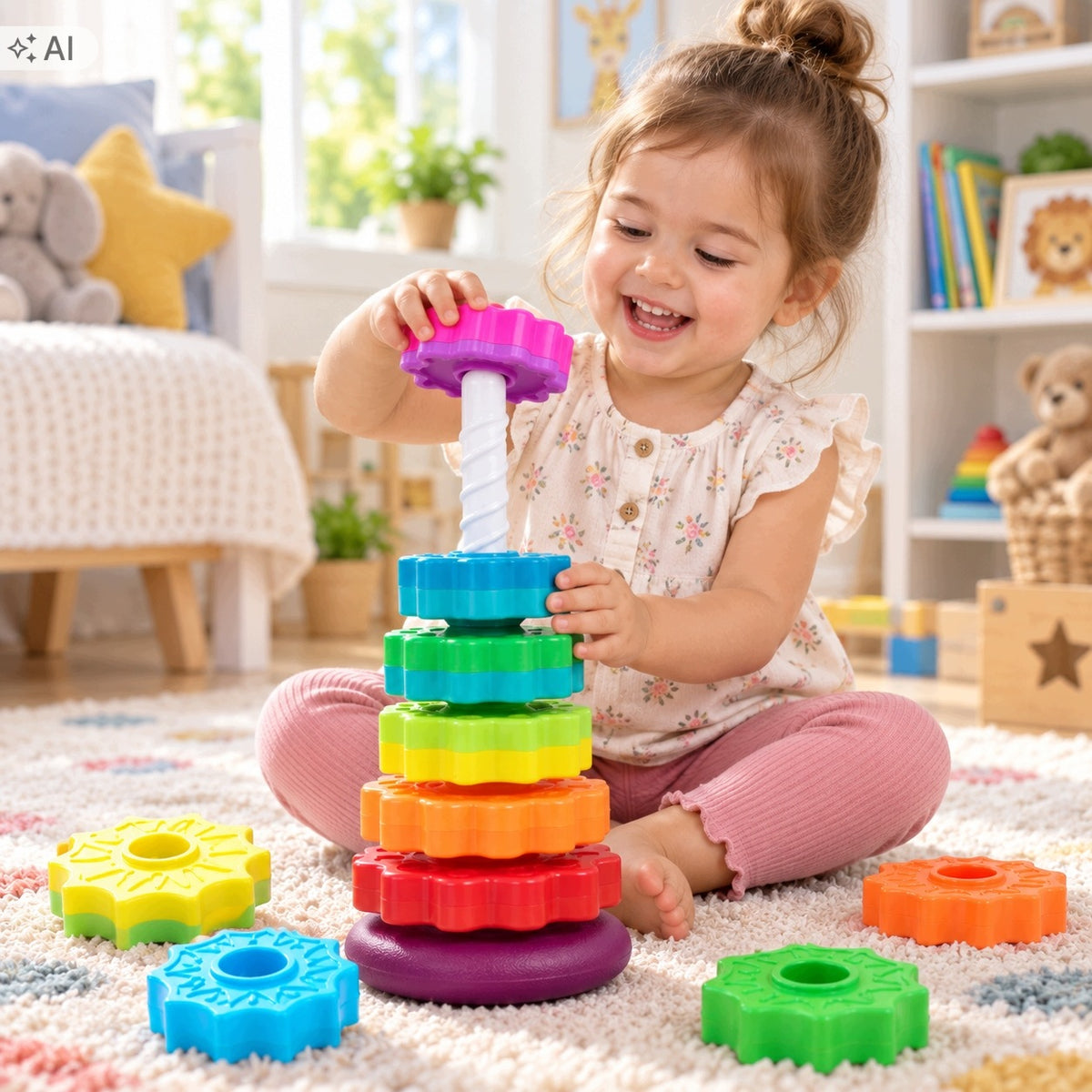 EDUCATIONAL TOWER spiral sensory toy colorful pyramid 6 circles Manufacturer code Zakręcona wieża