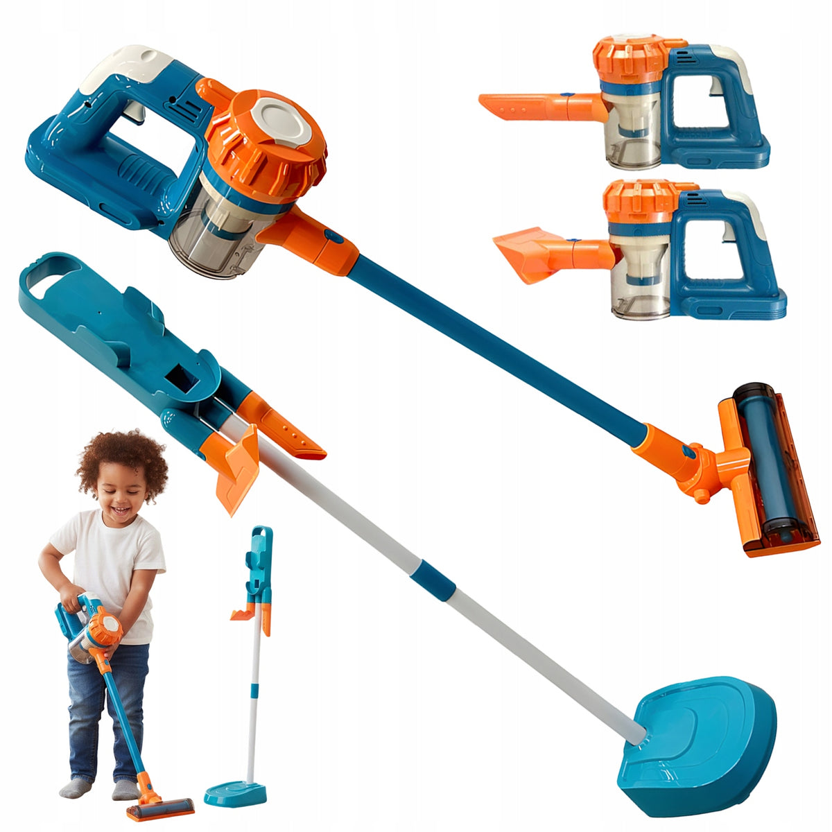 EDUCATIONAL VACUUM CLEANER TOY FOR CHILDREN REAL SUCTION POWER 3NOZZLES GIFT