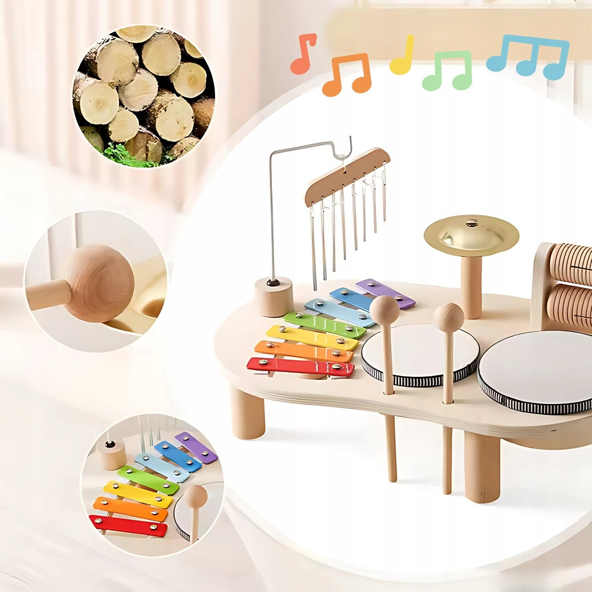 EDUCATIONAL WOODEN MUSICAL MANIPULATIVE SENSORY TABLE FOR KIDS Brand Suprimo