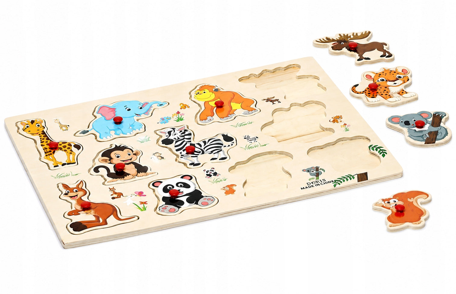 EDUCATIONAL WOODEN PUZZLE ANIMALS ZOO MONTESSORI Brand no brand