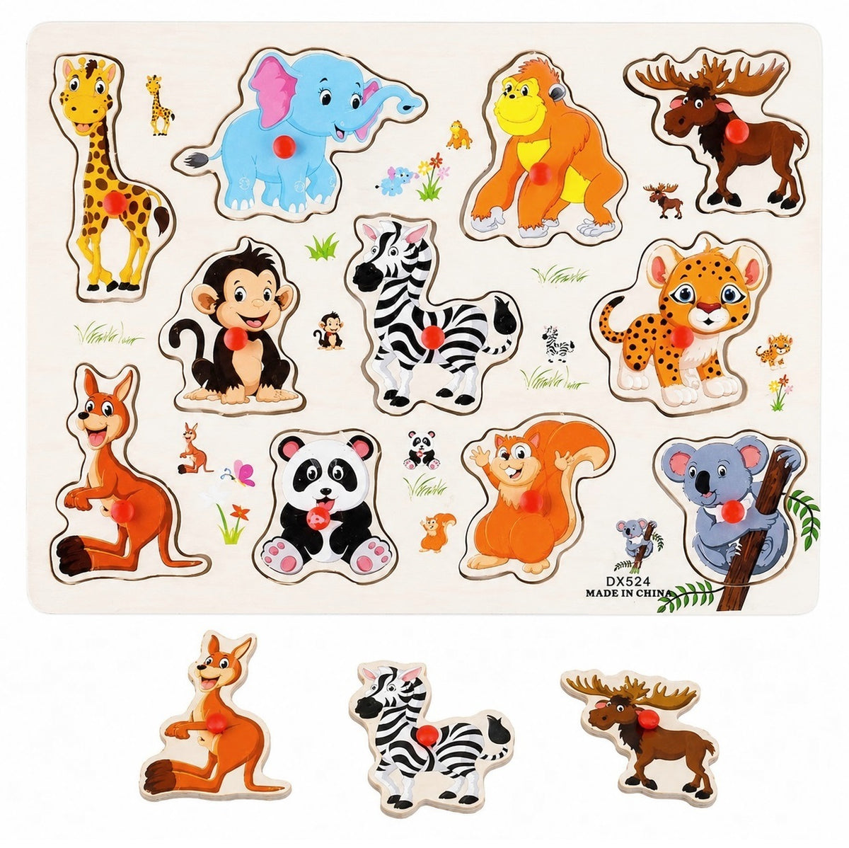 EDUCATIONAL WOODEN PUZZLE ANIMALS ZOO MONTESSORI