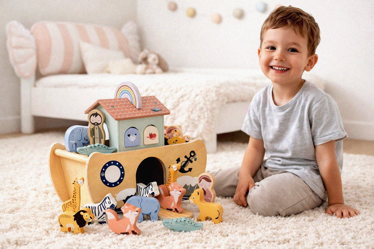 EDUCATIONAL WOODEN SHIP ARKA NOEGO SORTER Animals Ship For Children Manufacturer code Drewniany statek Arka Noego B70K