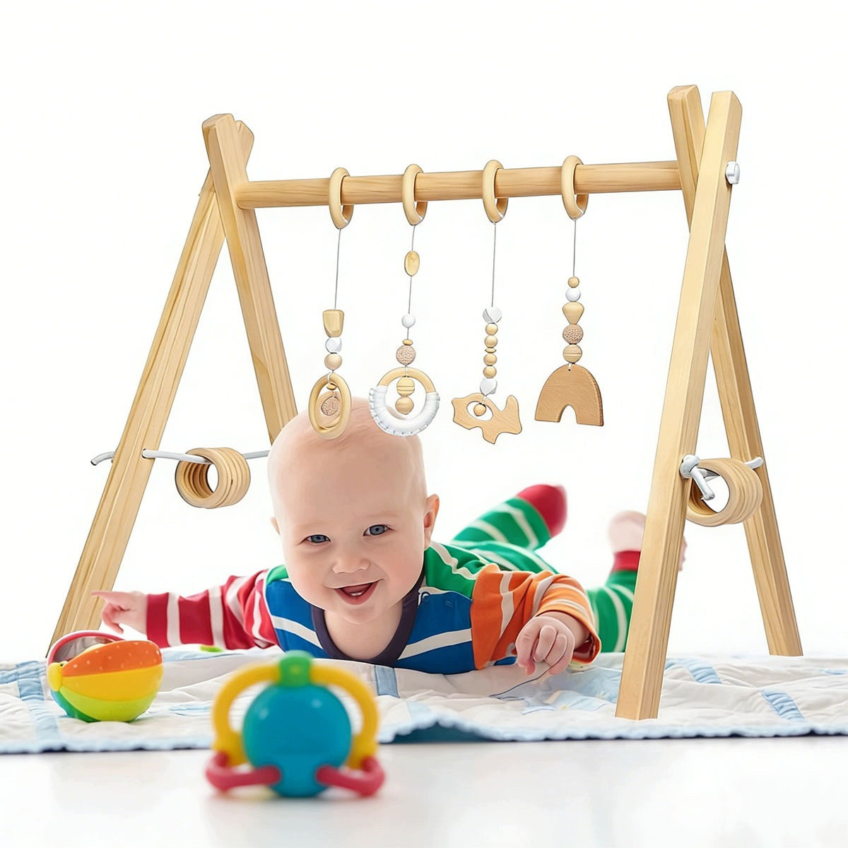 EDUCATIONAL WOODEN STAND GYMNASTIC BEECH BABY GYM BABIES CHILDREN