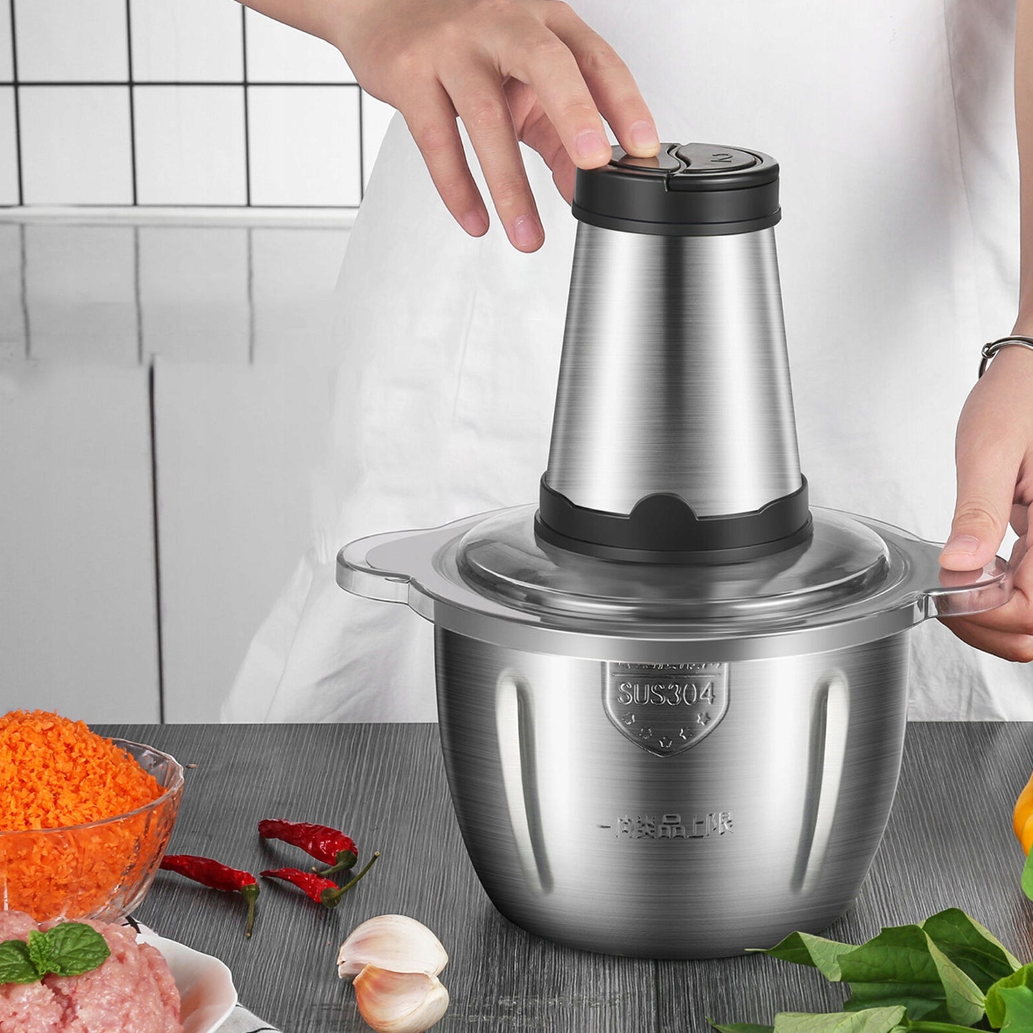 EFFICIENT 2L SHREDDER WITH STAINLESS STEEL 4D SPOONS DUAL ROTATION FOR MIAZA Packaging status original