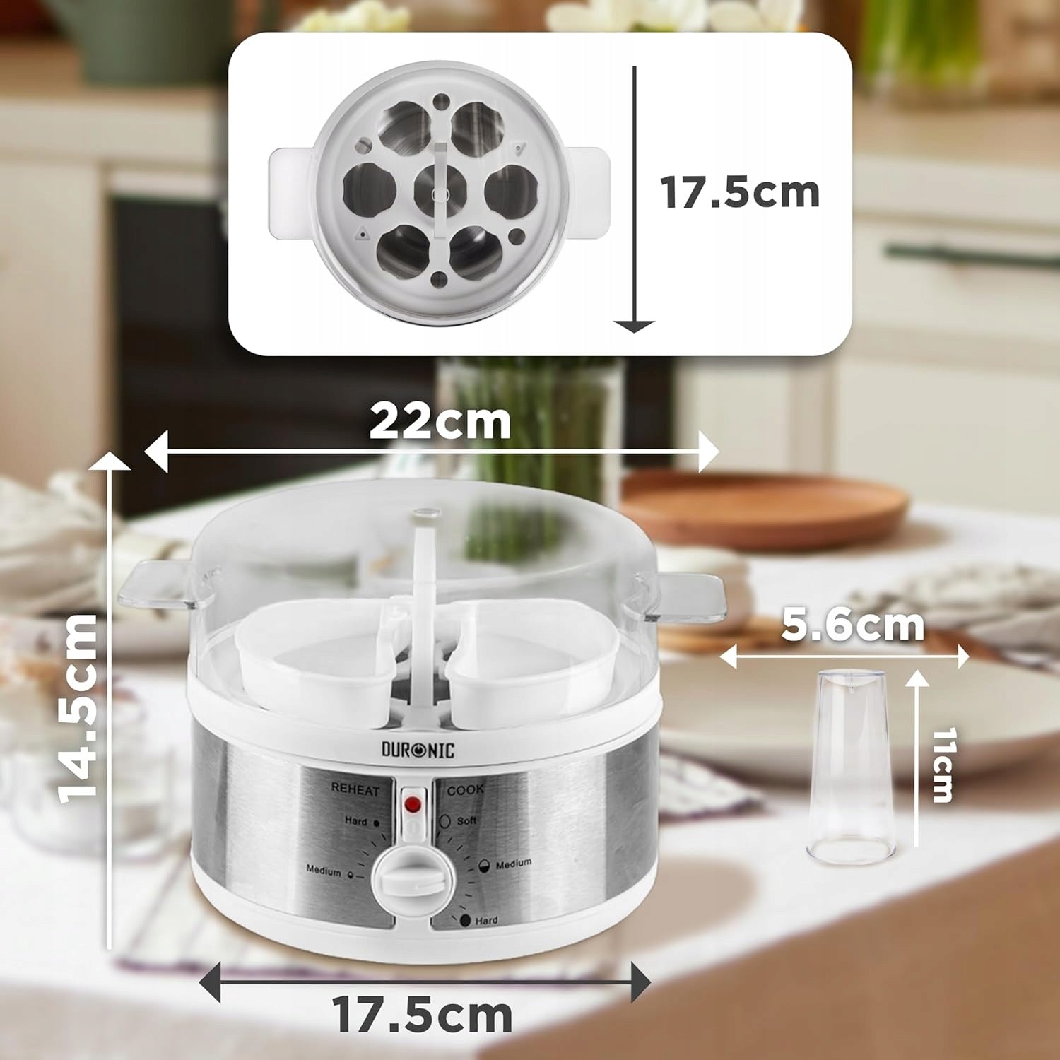 EGG COOKER 7 EGGS TIMER AUTOMATIC 350W LANCET Dominant color clear