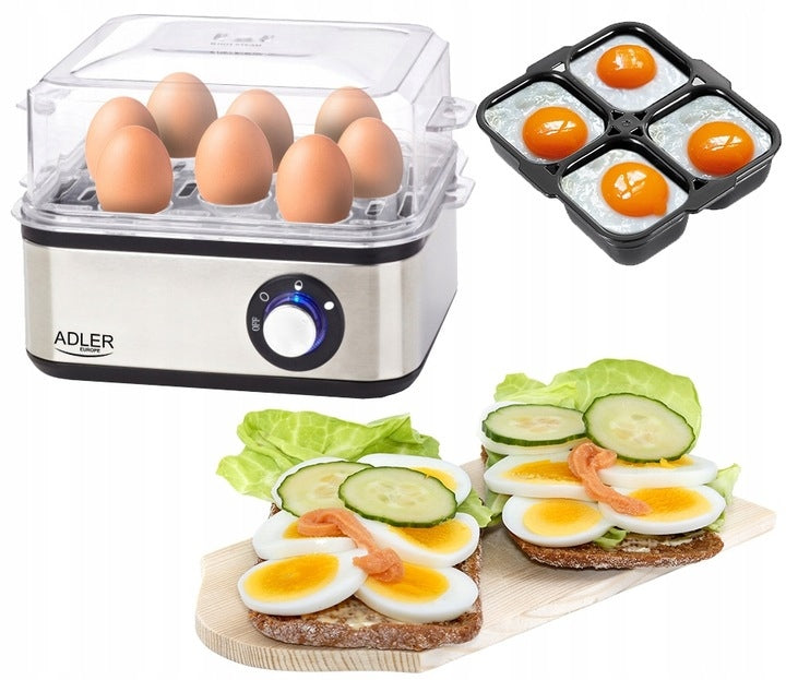 EGG COOKER 8IN1 AUTOMATIC FRIED EGGS OMELETS 800W + MOLD
