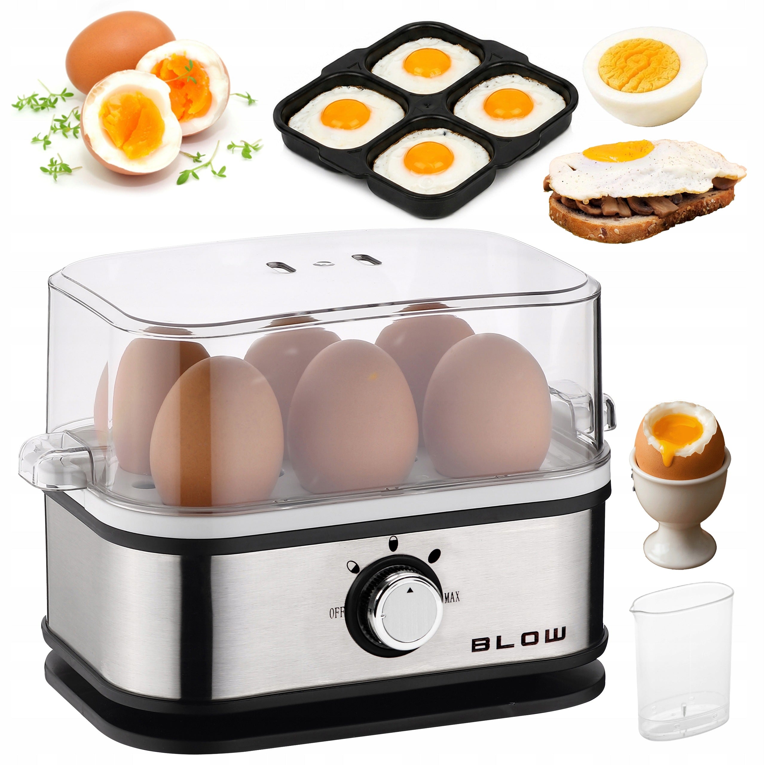 EGG COOKER FOR 6 EGGS METAL EGG COOKER 400W SWITCH