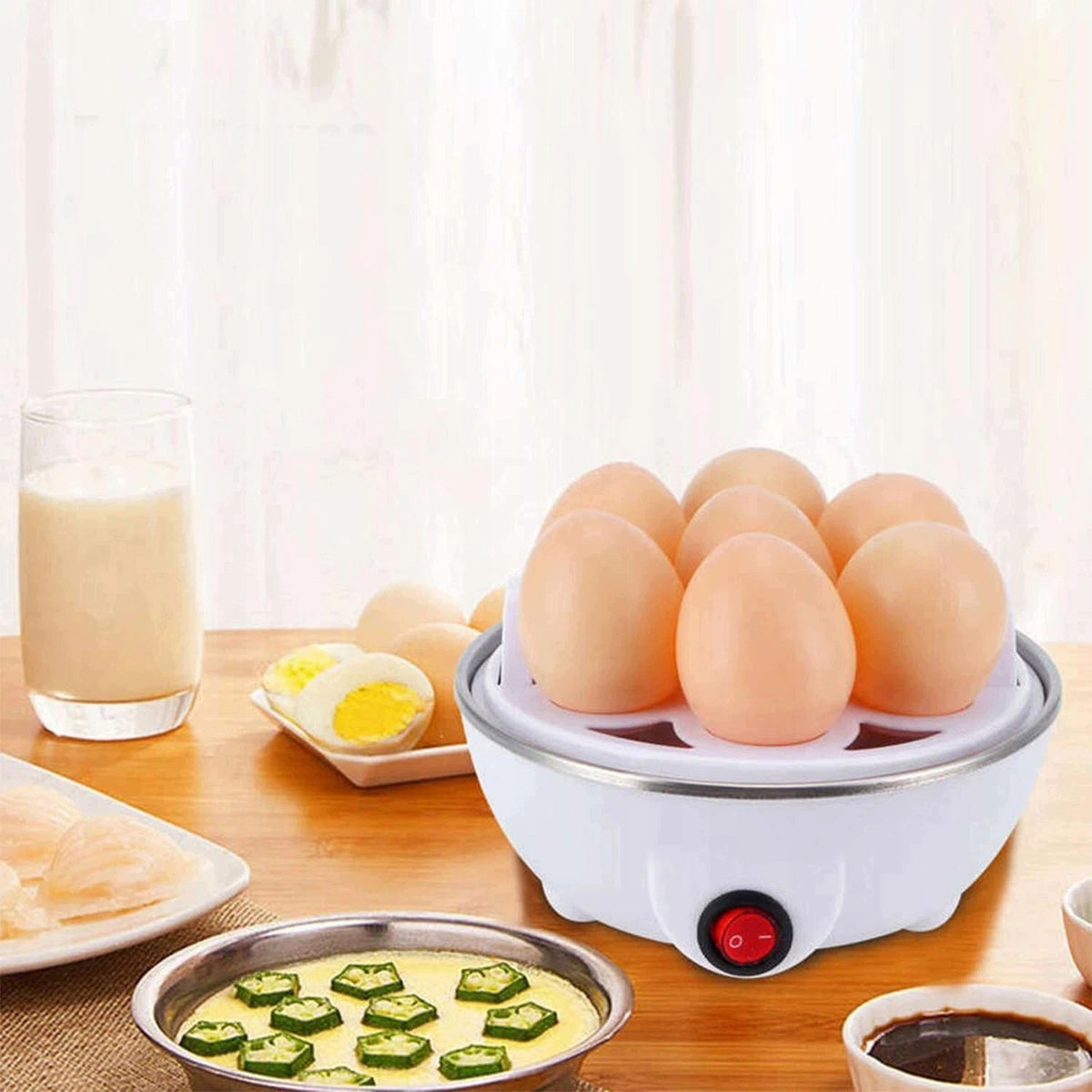 EGG COOKER FOR 7 EGGS ELECTRIC DEVICE AUTOMATIC SOFT Packaging status original
