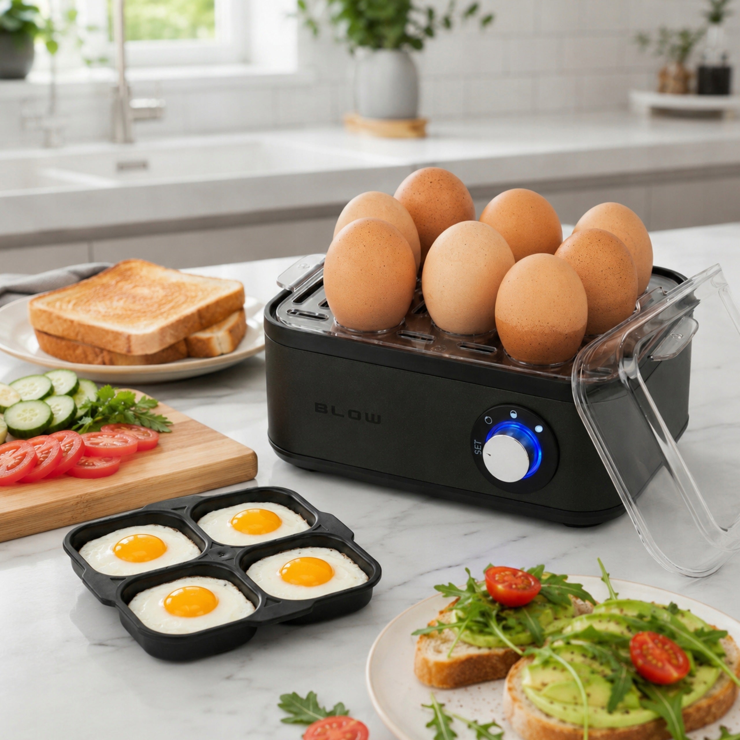 EGG COOKER FOR 8 EGGS EGG COOKER 800W + MOLD AND SCOOP Packaging status original