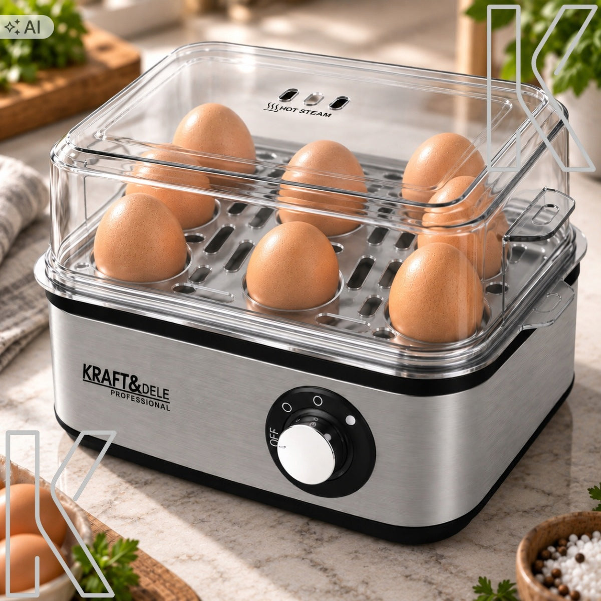 EGG COOKER FOR 8 EGGS ELECTRIC DEVICE AUTOMATIC SOFT Packaging status original