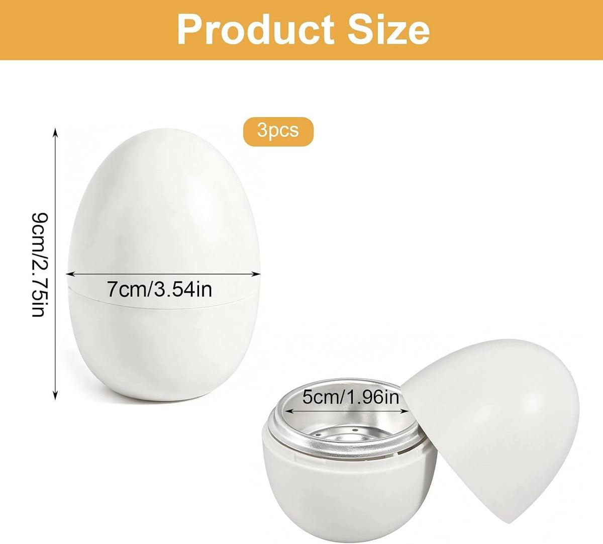 EGG MICROWAVE OVEN 3 PIECES ALUMINUM EVAPORATOR Dominant color white