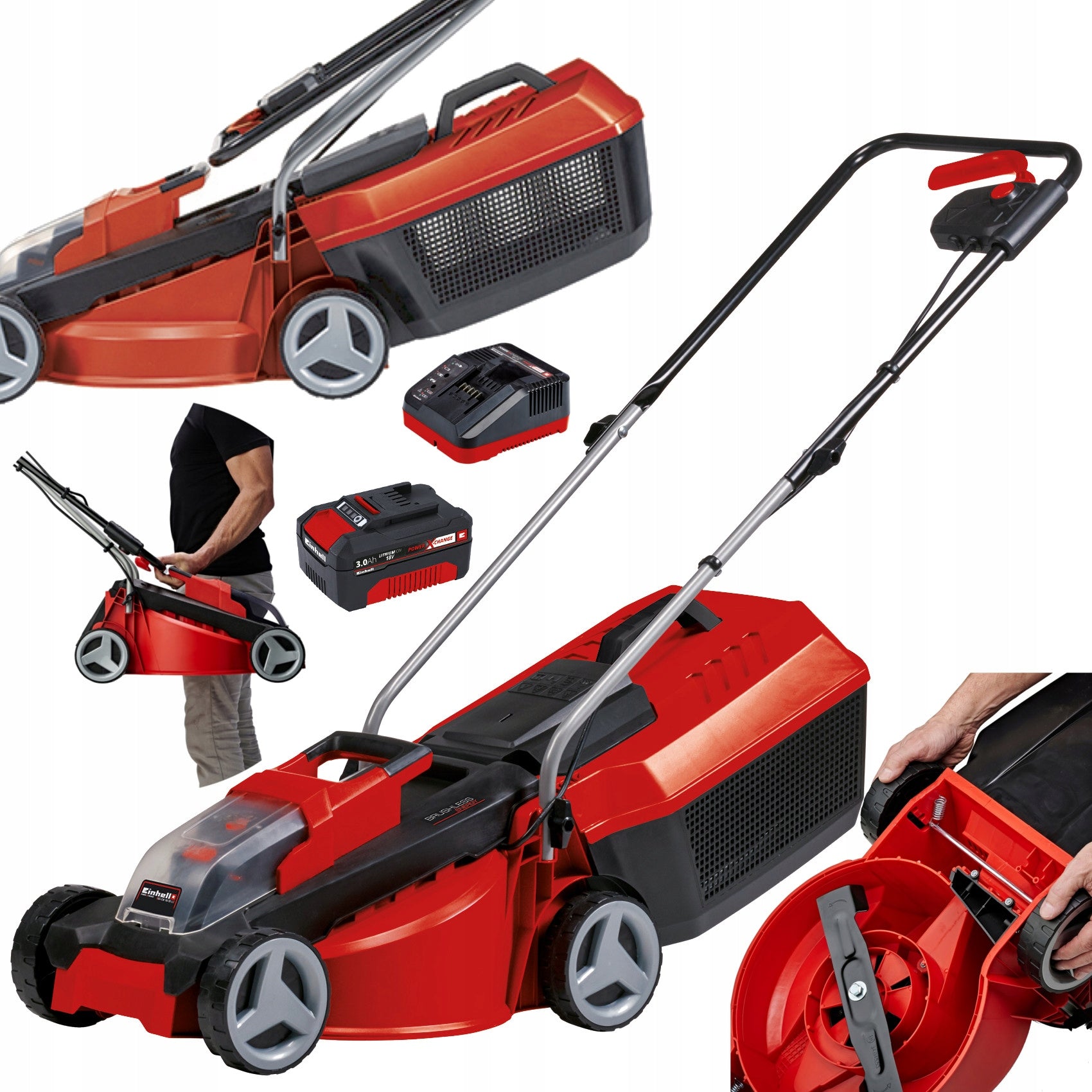 EINHELL GE-CM 18/30 Li BRUSHLESS CORDLESS LAWN MOWER +3Ah