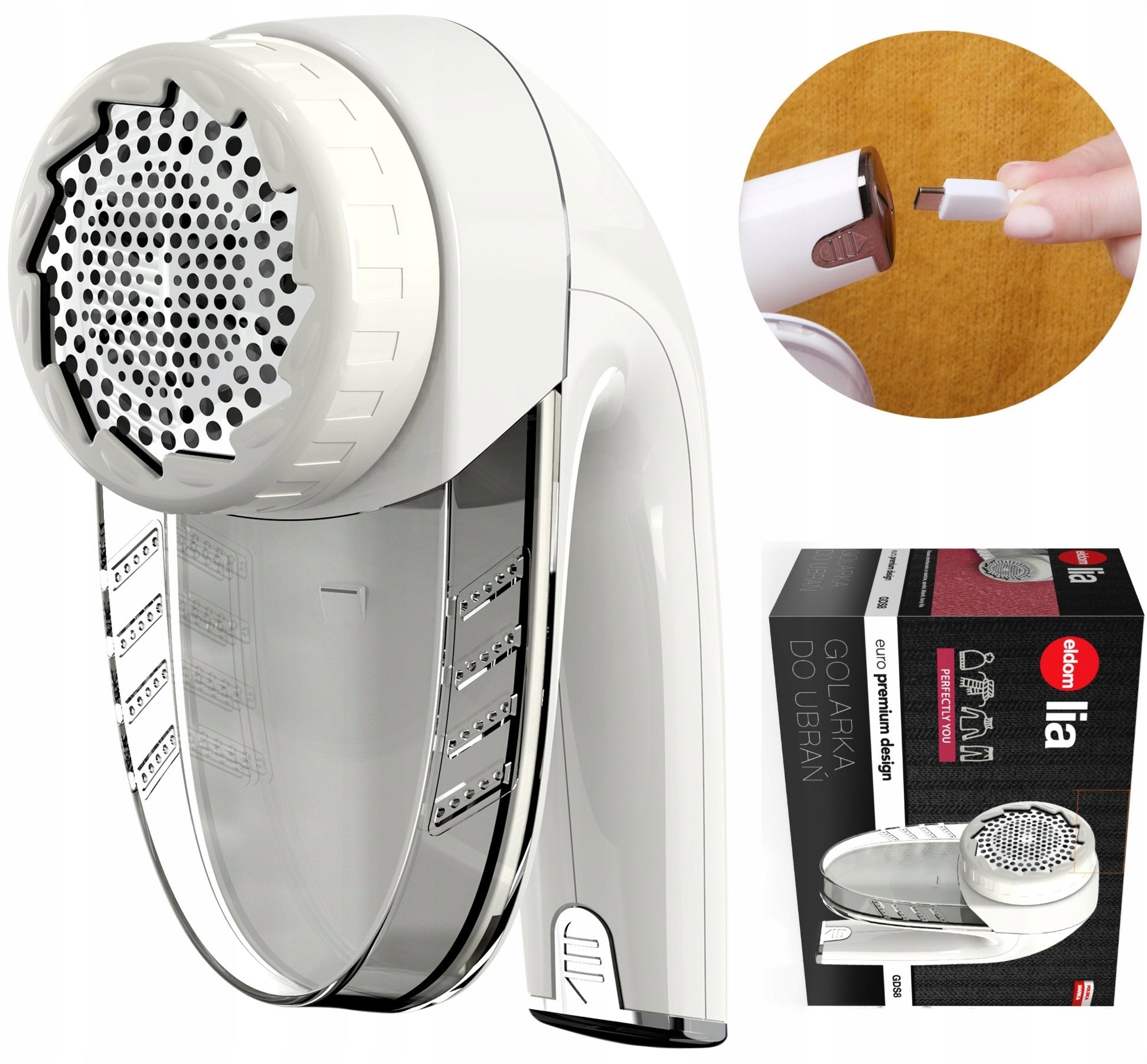 ELDOM SHAVER FOR COUCH SWEATER UPHOLSTERY CLOTHES STRONG LARGE BATTERY + USB