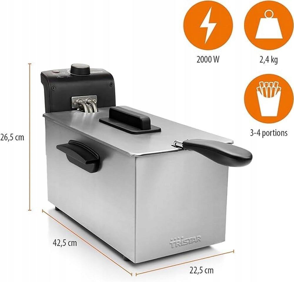 ELECTRIC AIR FRYER 3 L 2000 IN STAINLESS STEEL COLD ZONE 190°C Manufacturer code 5906663201714
