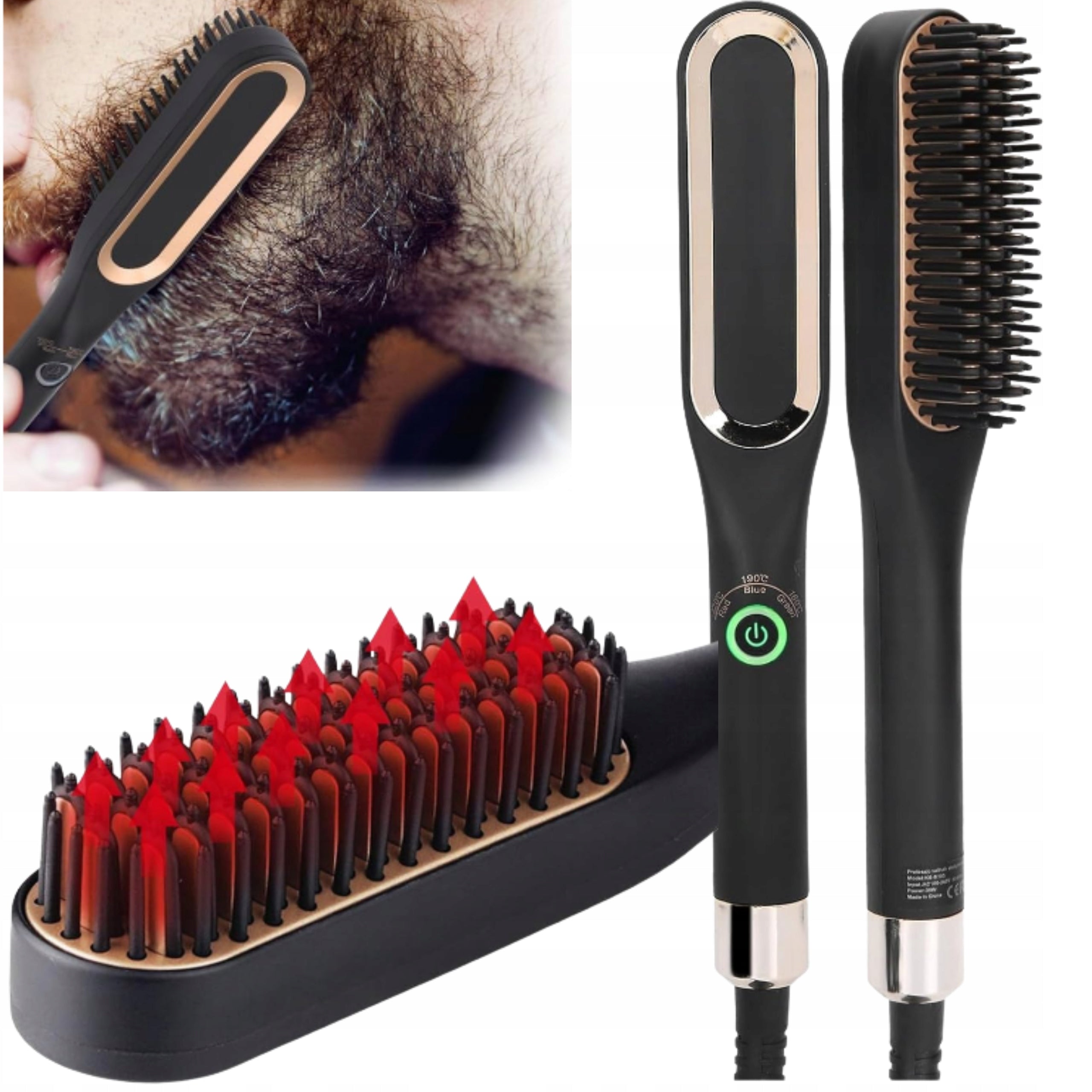 ELECTRIC BEARD AND HAIR STRAIGHTENER STYLING BRUSH FOR MEN Packaging status original
