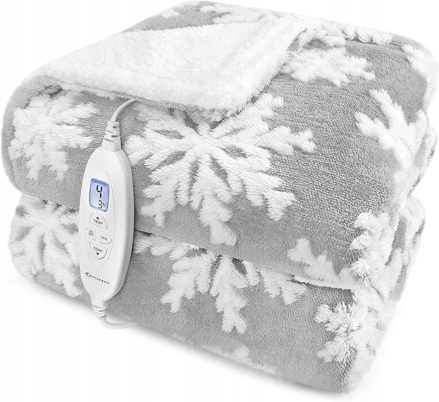 ELECTRIC BLANKET 160×180CM 10 HEAT LEVELS WITH TIMER PATTERN SNOWFLAKES
