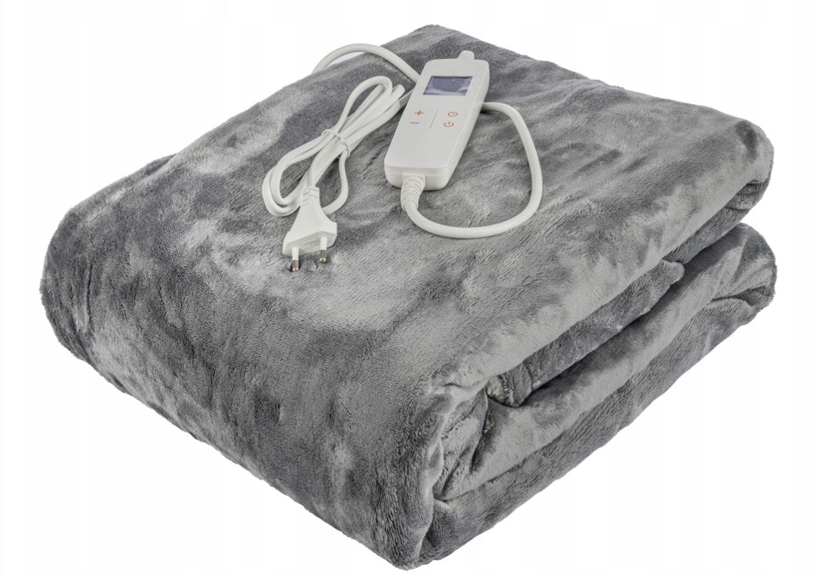 ELECTRIC BLANKET 180X130 SOFT WITH REMOTE CONTROL GREY WARM HEATING MAT