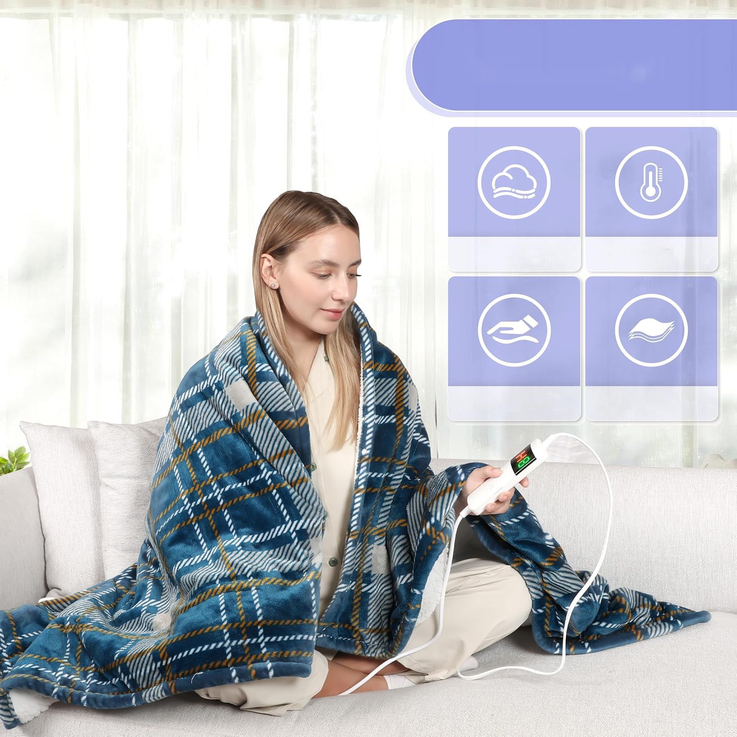 ELECTRIC BLANKET HEATED HEATING MAT 10 LEVELS TIMER 180x130 + PILOT Packaging status original