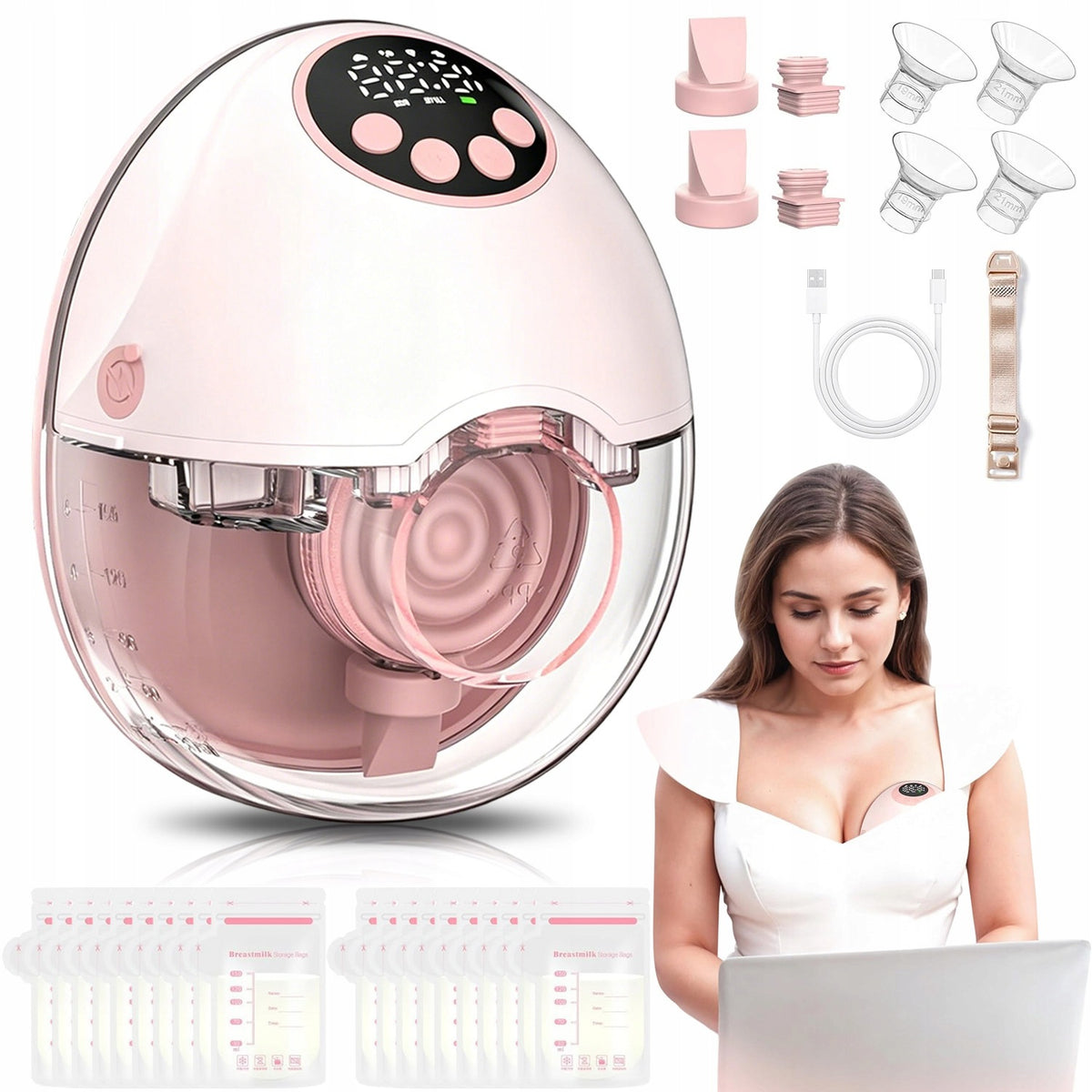 ELECTRIC BREAST PUMP PORTABLE WIRELESS WITH 12 LEVELS OF SUCTION POWER