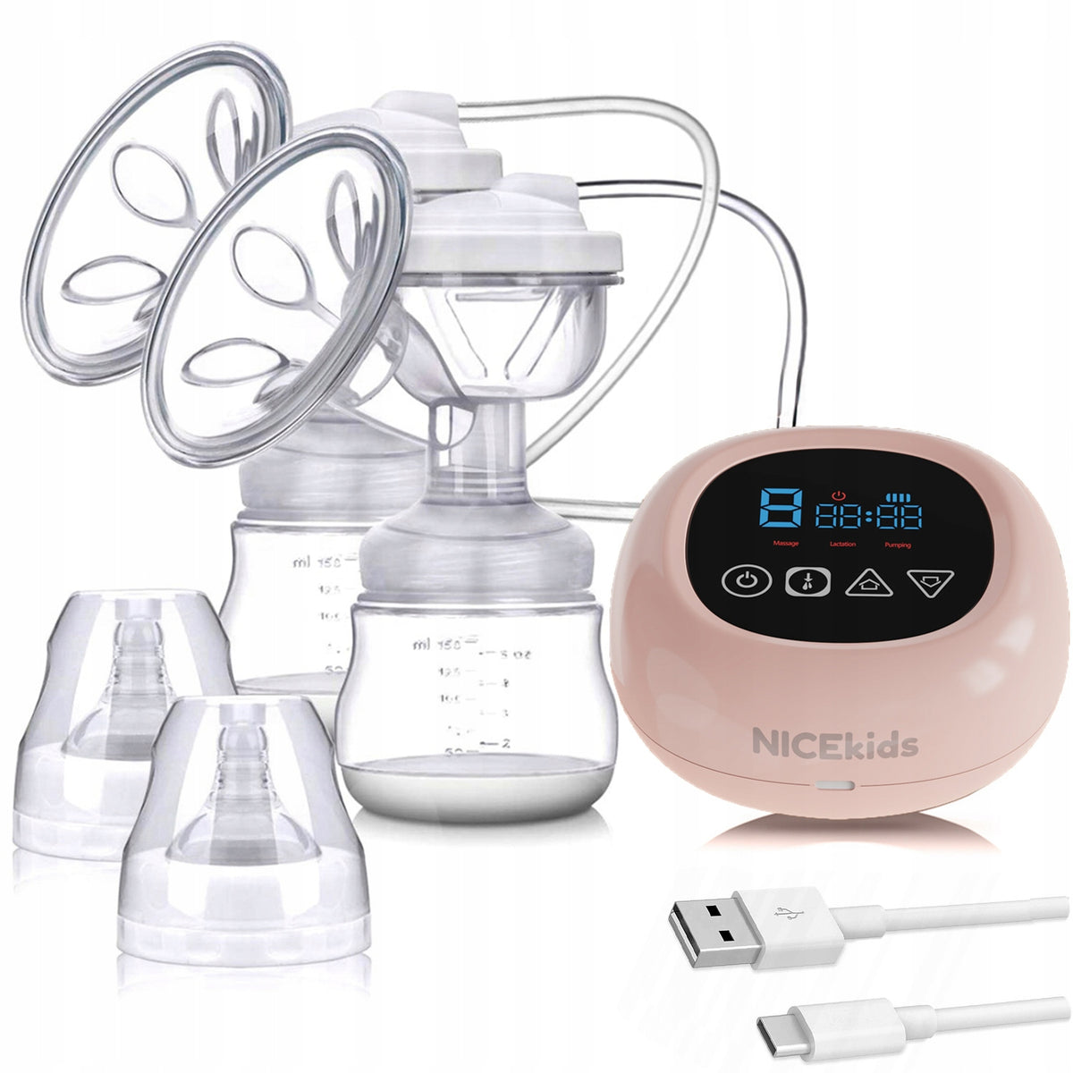 ELECTRIC BREAST PUMP THREE-PHASE EXTRACTOR NICEKIDS 2IN1 BPA FREE