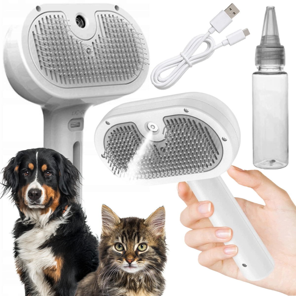 ELECTRIC CAT DOG STEAM BRUSH FOR COMBING PET HAIR