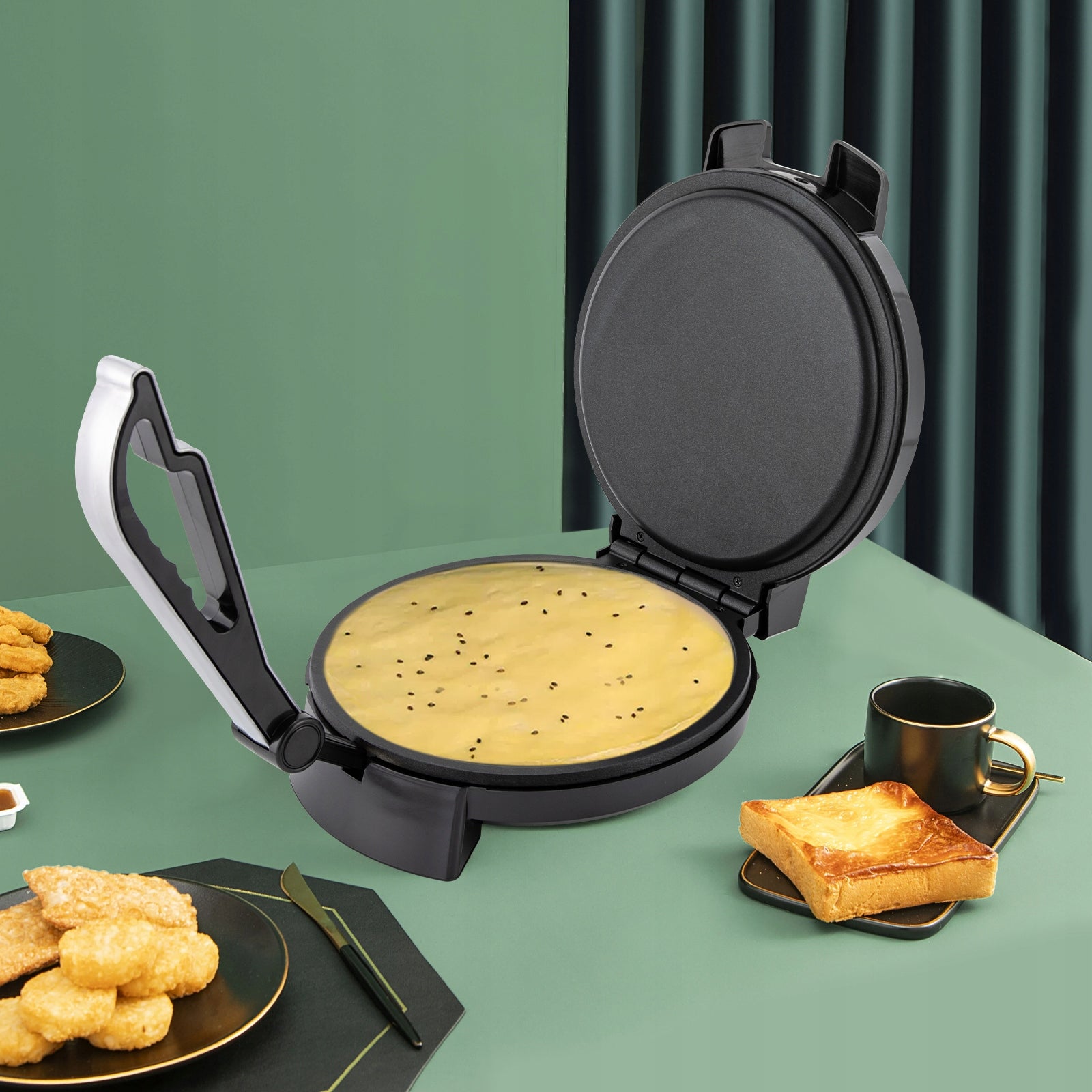 ELECTRIC CHAPATI ROTI MAKER 1200W FLATBREAD PRESS MACHINE CREPE MACHINE Packaging status original