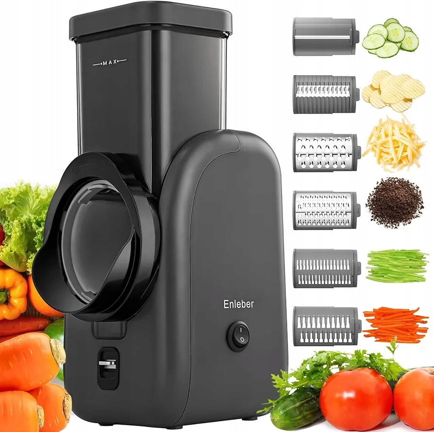 ELECTRIC CHEESE GRATER Enleber 6 BLADES VEGETABLE AND FRUIT SLICER Manufacturer code B0DPZRW7J9
