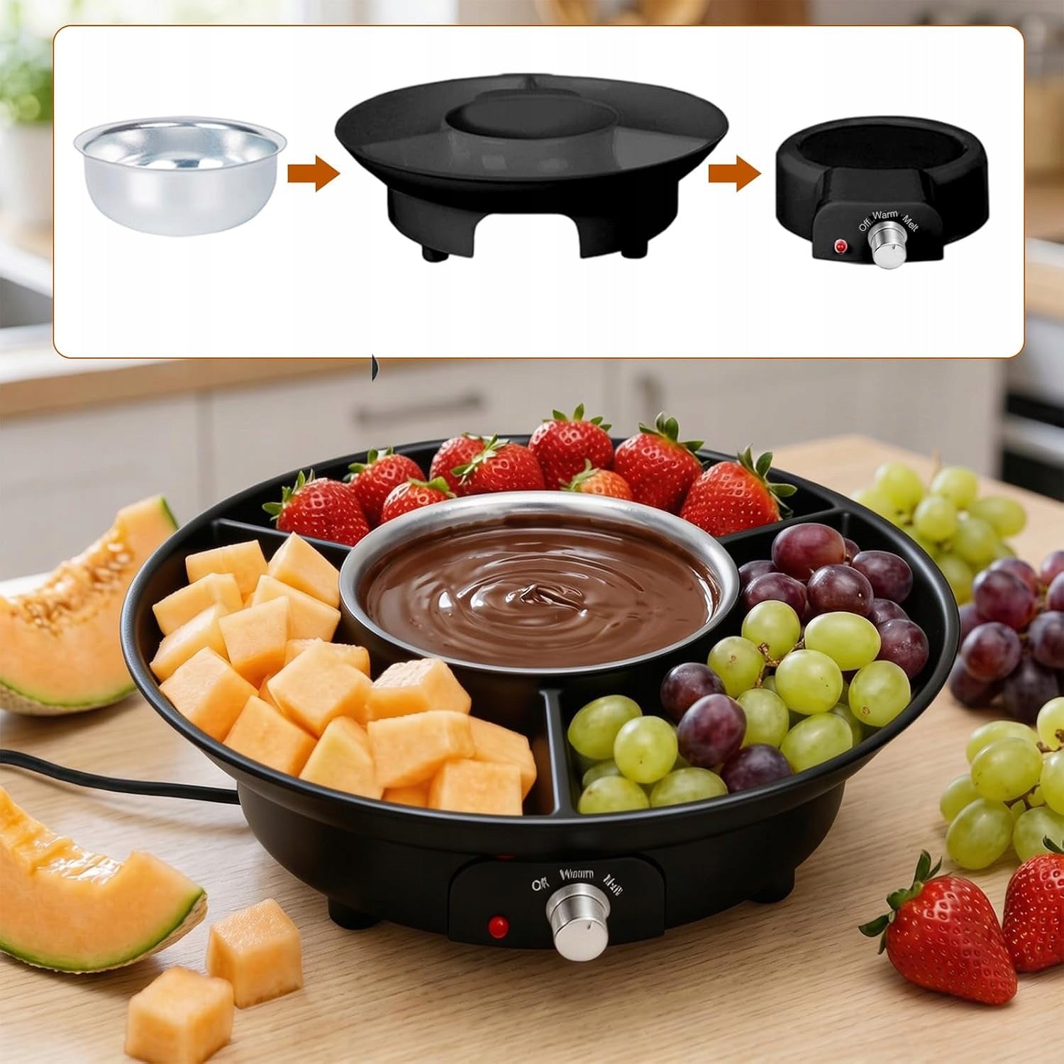 ELECTRIC CHOCOLATE FONDUE 260ML 2 TEMPERATURE LEVELS 4 DIFFERENT Brand no brand