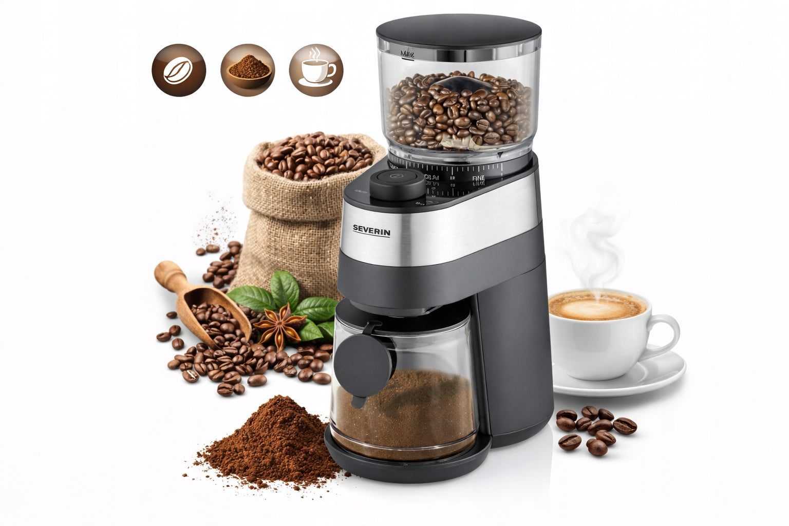 ELECTRIC COFFEE GRINDER 140W 30 DEGREE 240G SEVERIN KM3880