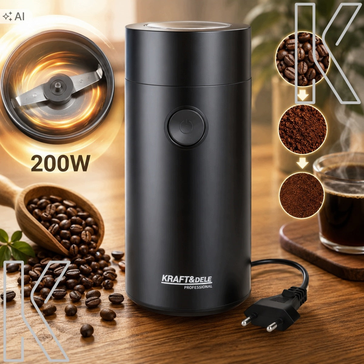 ELECTRIC COFFEE GRINDER FOR GRINDING STRONG NUT SPICE GRINDER 200W Manufacturer code MŁYNEK DO KAWY 200W 50G DO PRZYPRAW