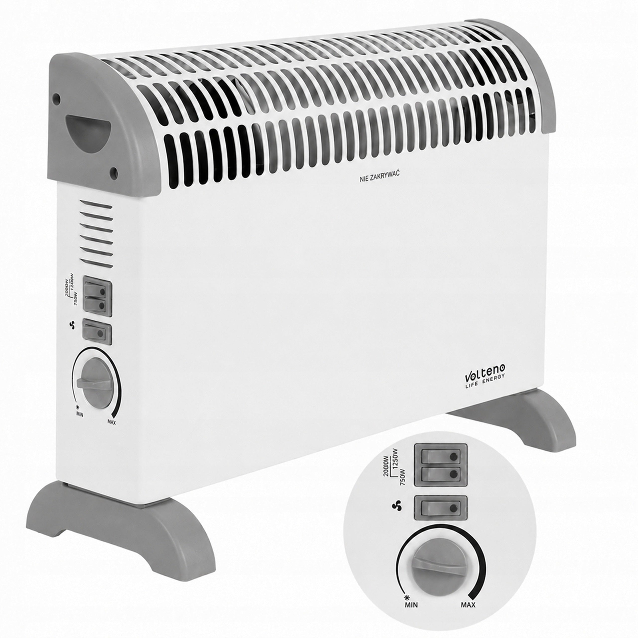 ELECTRIC CONVECTOR THERMOSTAT 3 MODES 750W 1250W 2000W AIR SUPPLY