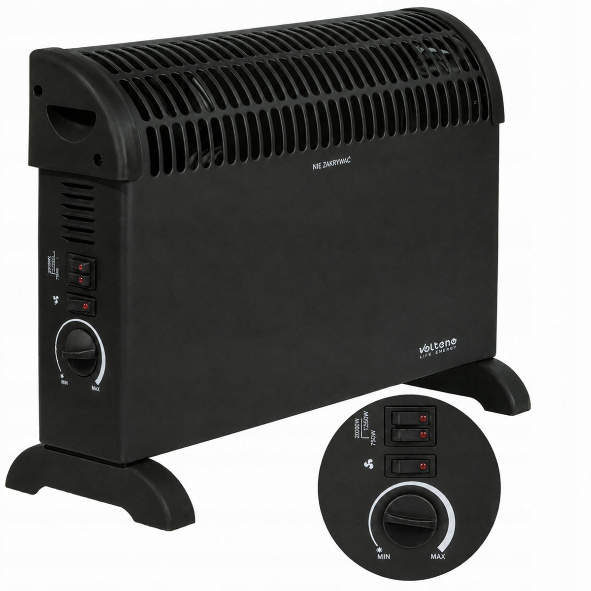 ELECTRIC CONVECTOR THERMOSTAT 3 MODES 750W 1250W 2000W AIR SUPPLY