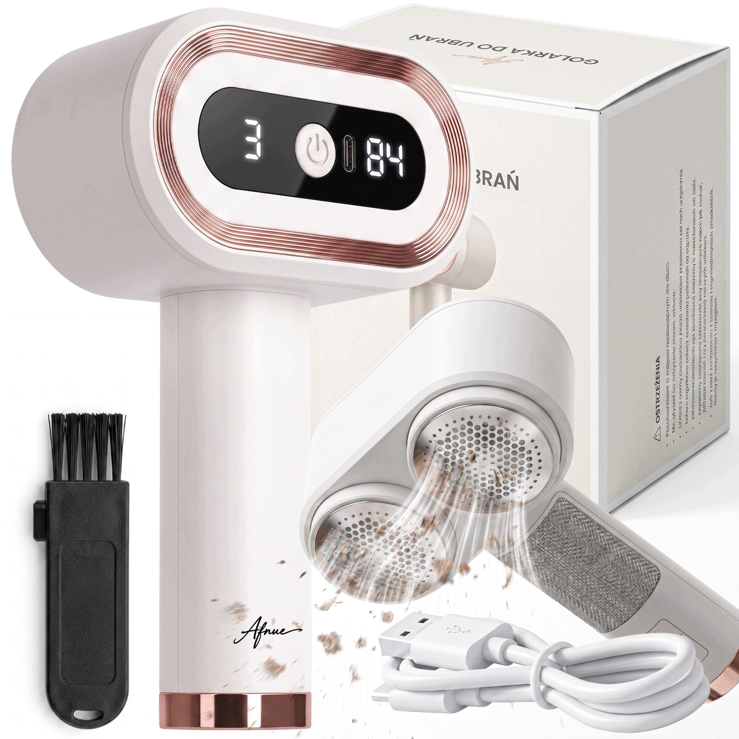 ELECTRIC CORDLESS CLOTHES SHAVER 2 BLADES + 3in1 CLOTHES ROLL